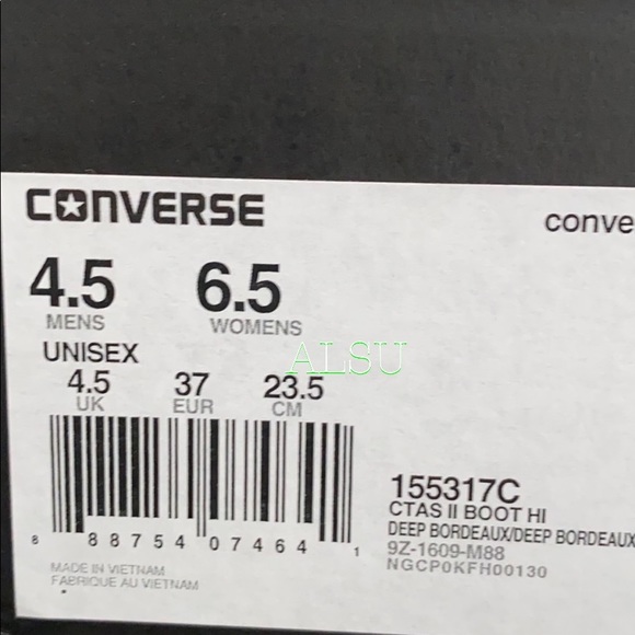 Converse Ctas || Boot HI Deep Burgundi Women’s - Picture 10 of 10